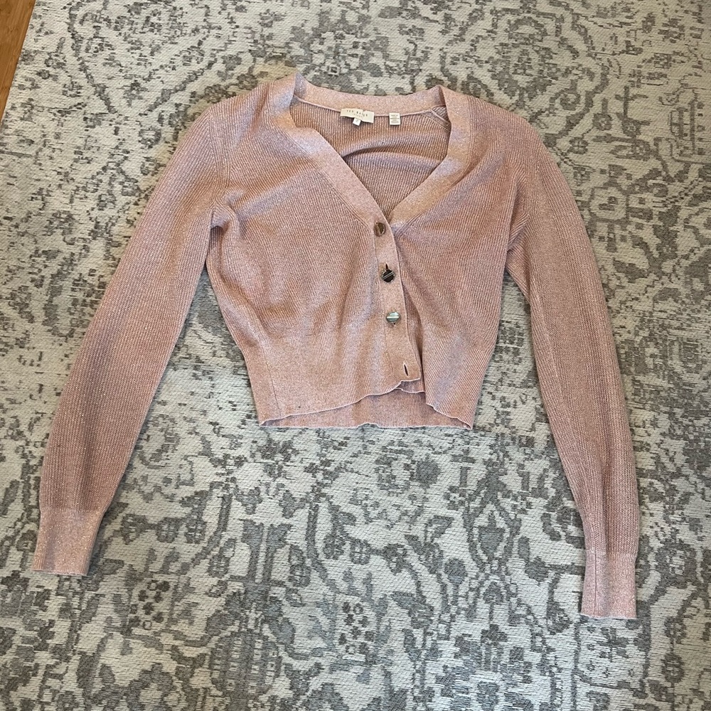 Pink shimmer cropped sweater
